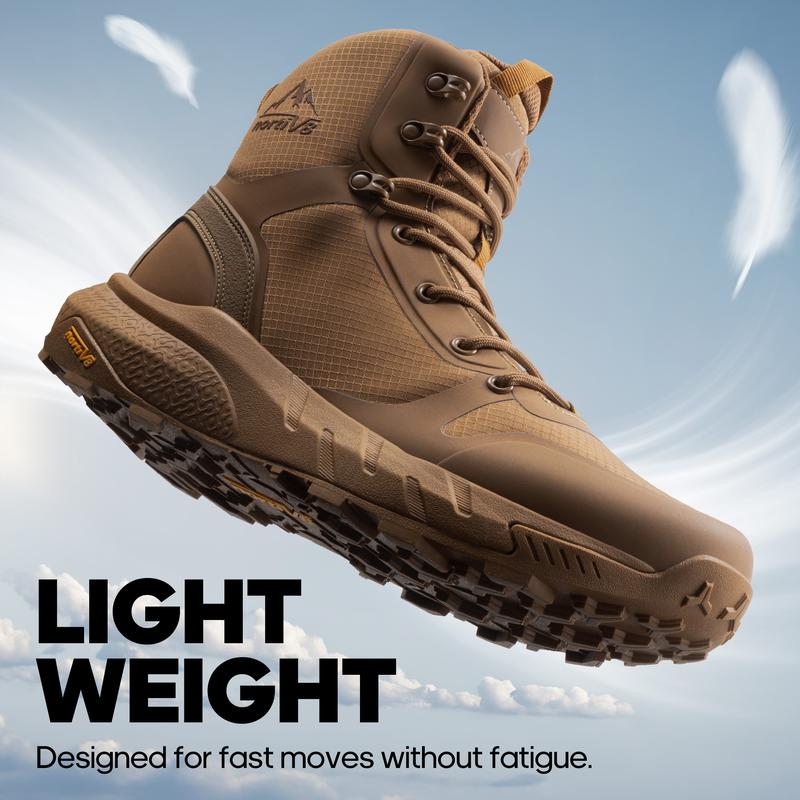 【Back To School】NORTIV 8 Metrostrike Men's 8-in Plain Nylon Cloth Round Toe Tactical Shoes, Lightweight All-Day Comfort, Side Zipper Work Safety Footwear for Workers, Motorcycle Hiking - Walking Shoes, Father's Day Gift, Gifts for Him, Fathersdaygift