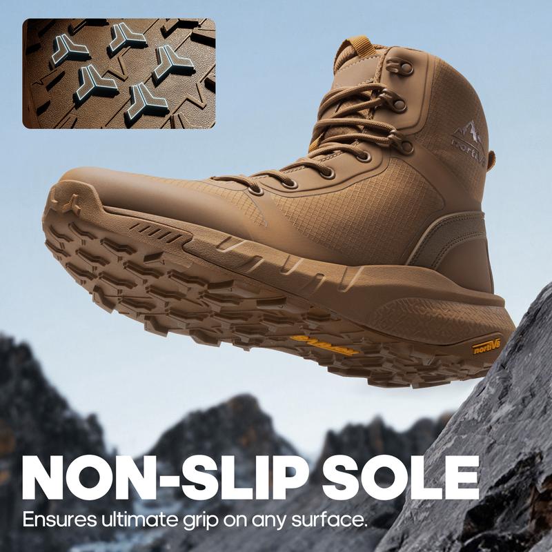 【Back To School】NORTIV 8 Metrostrike Men's 8-in Plain Nylon Cloth Round Toe Tactical Shoes, Lightweight All-Day Comfort, Side Zipper Work Safety Footwear for Workers, Motorcycle Hiking - Walking Shoes, Father's Day Gift, Gifts for Him, Fathersdaygift