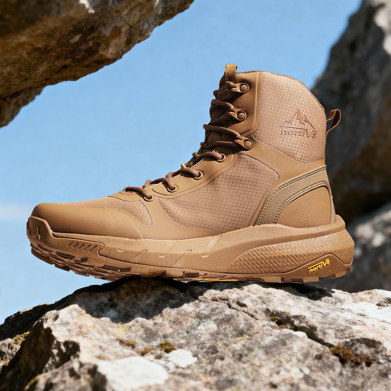 【Back To School】NORTIV 8 Metrostrike Men's 8-in Plain Nylon Cloth Round Toe Tactical Shoes, Lightweight All-Day Comfort, Side Zipper Work Safety Footwear for Workers, Motorcycle Hiking - Walking Shoes, Father's Day Gift, Gifts for Him, Fathersdaygift
