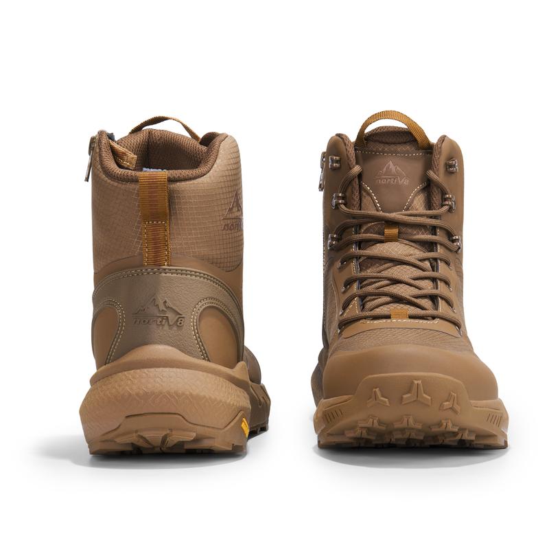【Back To School】NORTIV 8 Metrostrike Men's 8-in Plain Nylon Cloth Round Toe Tactical Shoes, Lightweight All-Day Comfort, Side Zipper Work Safety Footwear for Workers, Motorcycle Hiking - Walking Shoes, Father's Day Gift, Gifts for Him, Fathersdaygift