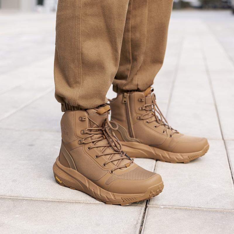 【Back To School】NORTIV 8 Metrostrike Men's 8-in Plain Nylon Cloth Round Toe Tactical Shoes, Lightweight All-Day Comfort, Side Zipper Work Safety Footwear for Workers, Motorcycle Hiking - Walking Shoes, Father's Day Gift, Gifts for Him, Fathersdaygift