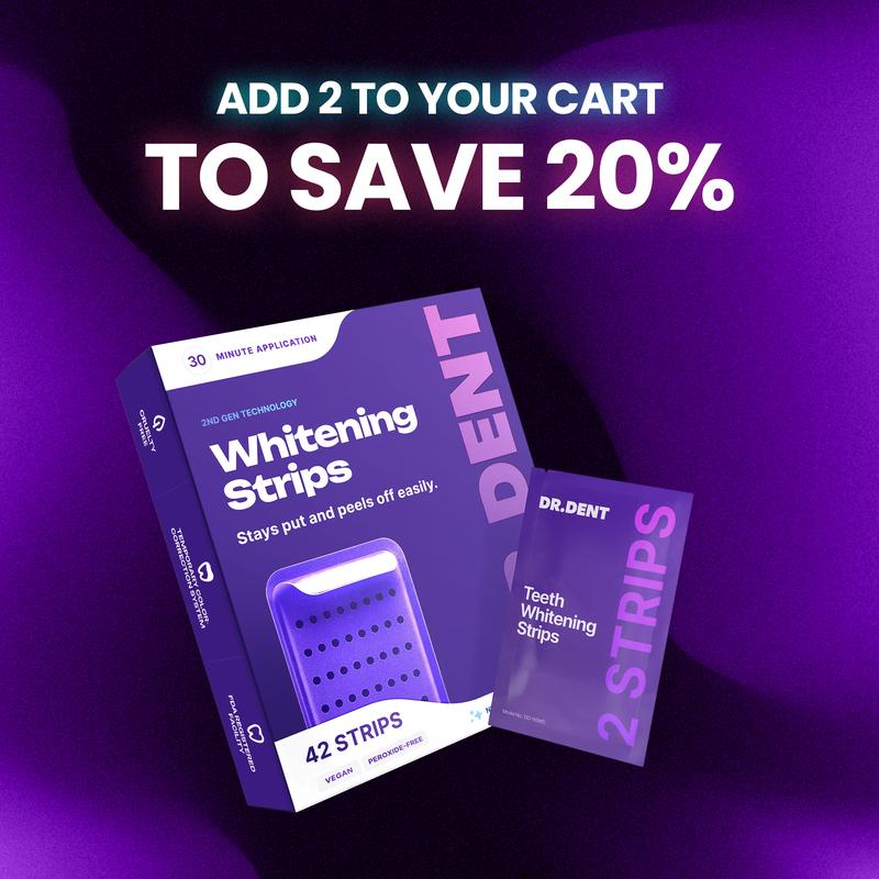 DR.DENT Purple Teeth Whitening Strips - 7/21 Whitening Sessions - Non Sensitive Teeth Whitening - Peroxide-Free