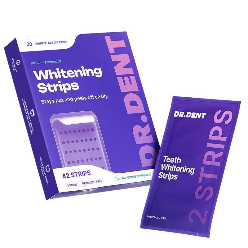 DR.DENT Purple Teeth Whitening Strips - 7/21 Whitening Sessions - Non Sensitive Teeth Whitening - Peroxide-Free