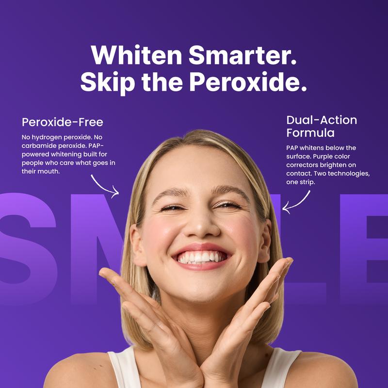 DR.DENT Purple Teeth Whitening Strips - 7/21 Whitening Sessions - Non Sensitive Teeth Whitening - Peroxide-Free