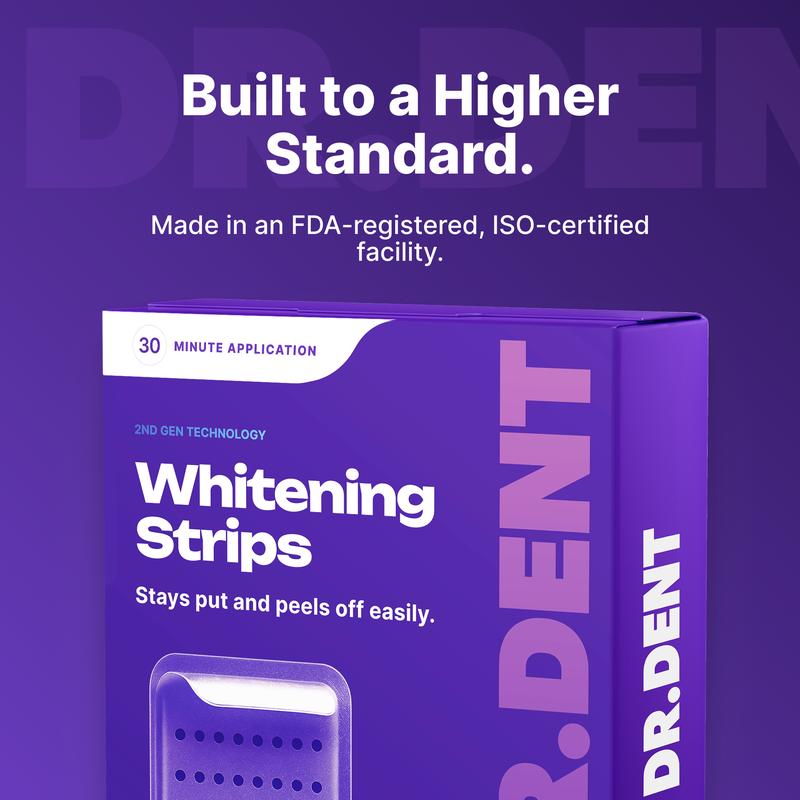 DR.DENT Purple Teeth Whitening Strips - 7/21 Whitening Sessions - Non Sensitive Teeth Whitening - Peroxide-Free