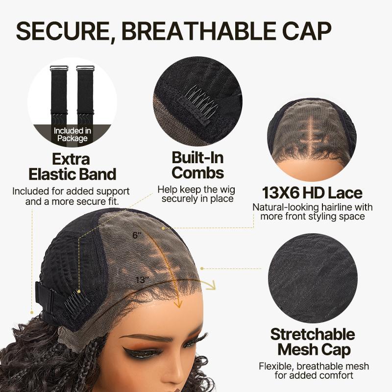 Frodio Veralux™ Fiber Braided Top Water Wave Wig 13x6 Lace Front | Glueless, Wear & Go, Boho Braids Water Wave Wig – Premium Fiber, Beginner Friendly#SohoChic