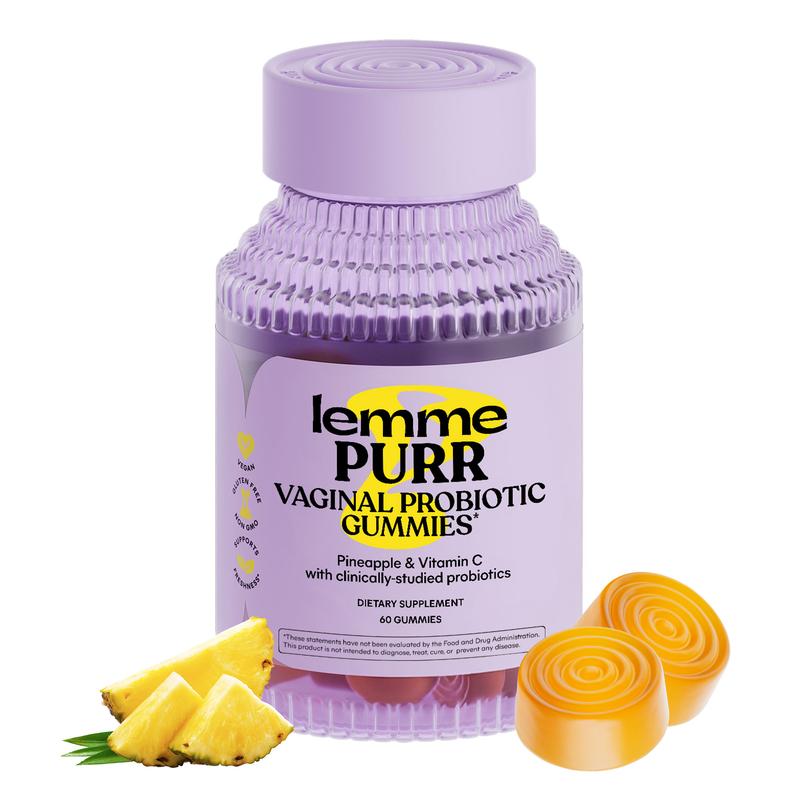 Lemme Purr Gummies - Vaginal Probiotic for Women - Balanced pH, Healthy Odor, Yeast Balance & Flora Support - Tasty Pineapple (60 Count)