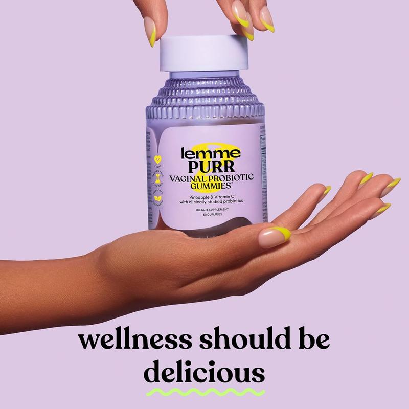 Lemme Purr Gummies - Vaginal Probiotic for Women - Balanced pH, Healthy Odor, Yeast Balance & Flora Support - Tasty Pineapple (60 Count)