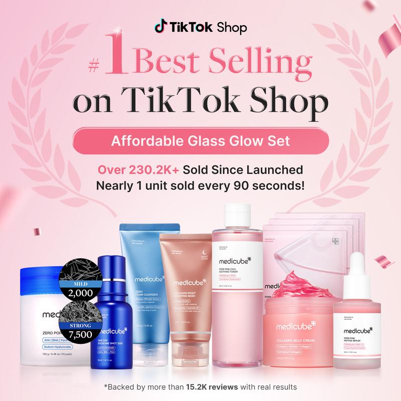 [medicube] Affordable Glass Glow Skincare Set | Includes 8 products for Gentle Skin Glow Routine