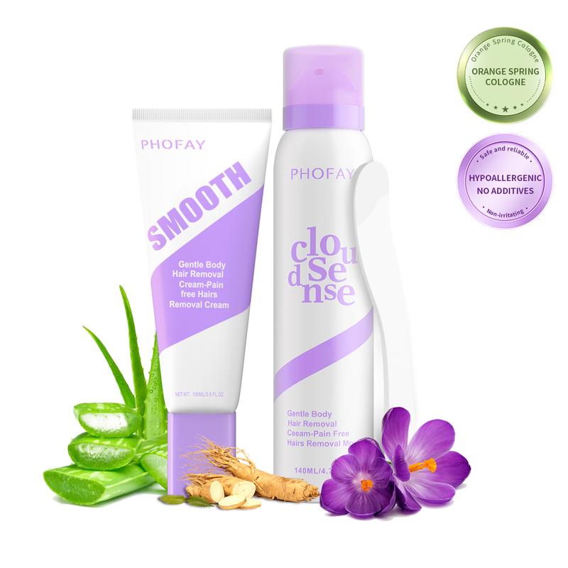 PHOFAY Bikini Pain-Free Hair removal spray for Sensitive Skin，Hypoallergenic Formula -Gentle & Fast-Acting Hair removal spray，Ginseng、Aloe & Hyaluronic Acid for Soothing Care,Suitable for Men & Women,backtoschool