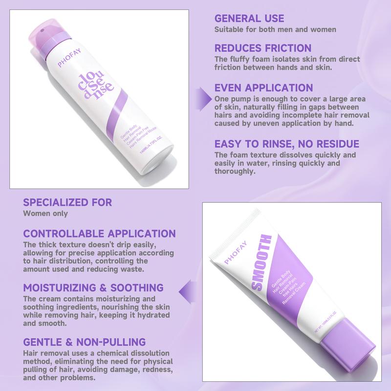 PHOFAY Bikini Pain-Free Hair removal spray for Sensitive Skin，Hypoallergenic Formula -Gentle & Fast-Acting Hair removal spray，Ginseng、Aloe & Hyaluronic Acid for Soothing Care,Suitable for Men & Women,backtoschool
