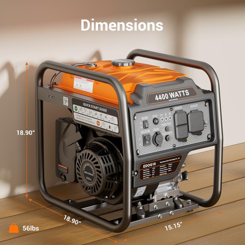 【Ships within 24H】Efurden 4400-Watts Inverter Generator, Open Frame Generator Gas Powered, Emergency Home Backup, RV Ready 30A Outlet, EPA Compliment