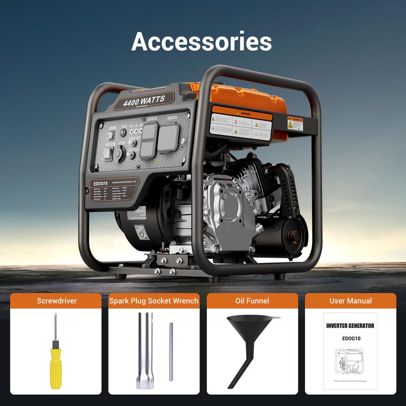 【Ships within 24H】Efurden 4400-Watts Inverter Generator, Open Frame Generator Gas Powered, Emergency Home Backup, RV Ready 30A Outlet, EPA Compliment