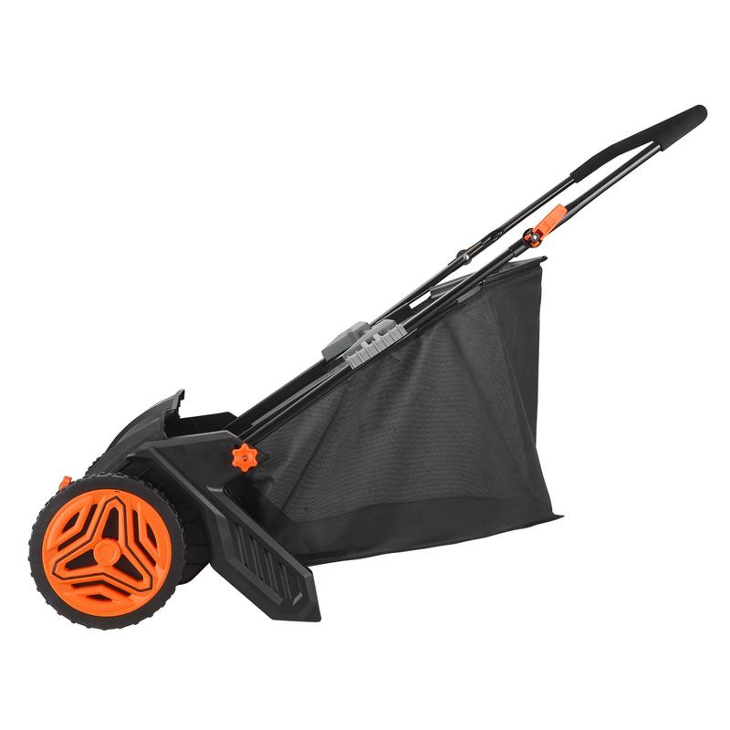 【Summerfinds】VEVOR 21-Inch Push Lawn Sweeper Leaf & Grass Collector Tool, 3.5 cu. ft. Non-Woven Mesh Hopper Bag, 2 Spinning Brushes, Strong Rubber Wheels, Adjustable Handle, Height-Adjustable Design - Ideal for Leaf Cleanup, Hang Wall Storage, Dad Gift, T